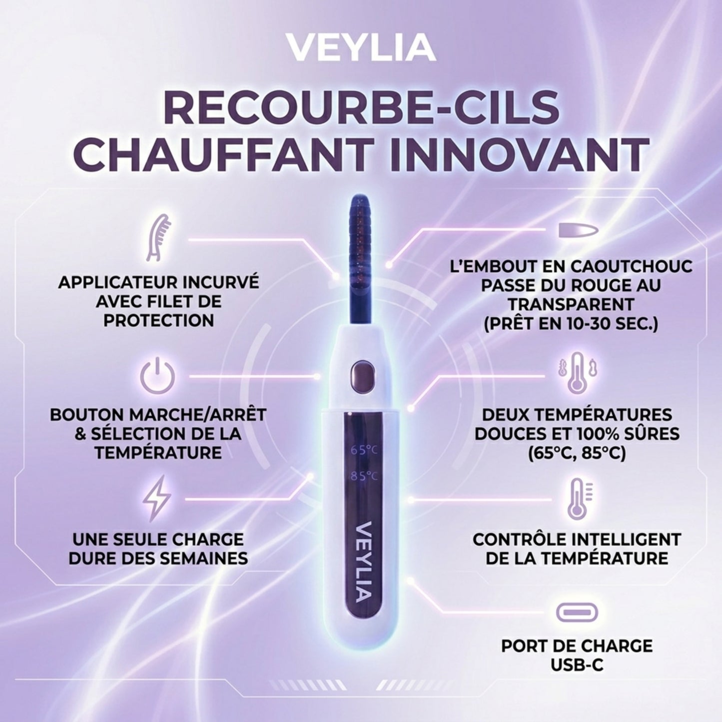 VEYLIA™ Recourbe-cils chauffant professionnel